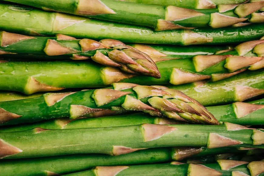 dewy asparagus stocks